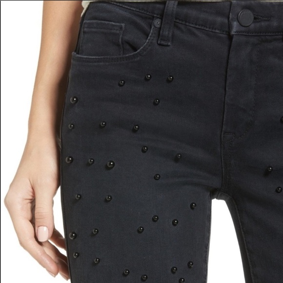 BLANKNYC Pearl Embellished Frayed Hem Skinny Jeans - Picture 1 of 8